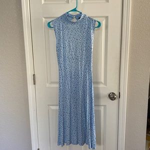 Open back high neck floral midi dress